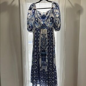 New Elegant Blue and White Dress perfect for Easter celebration